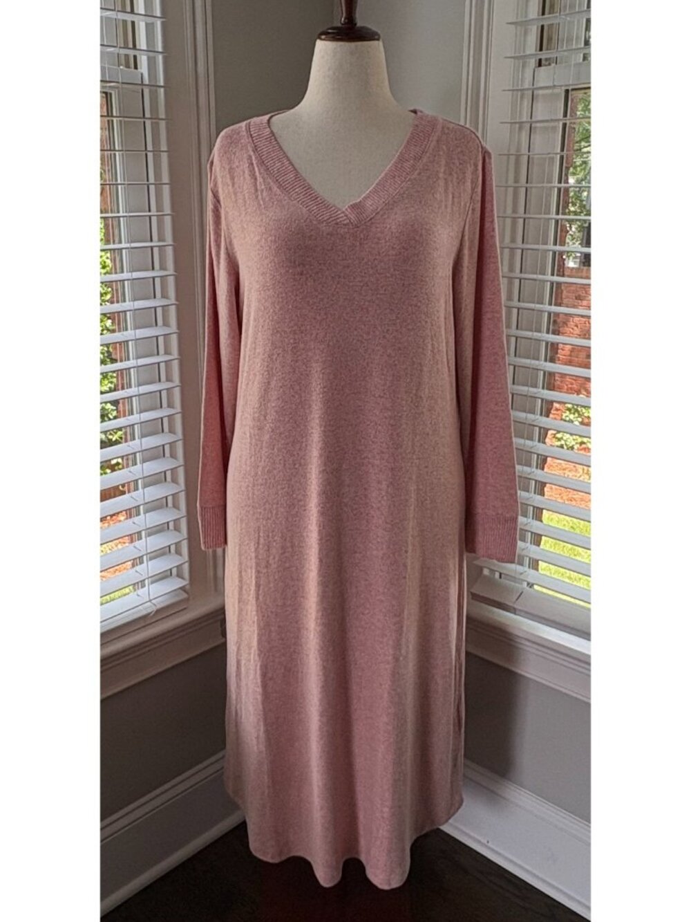 Soma L Long Sleeve Midi Sleepshirt Cozyluxe Pink NWTS